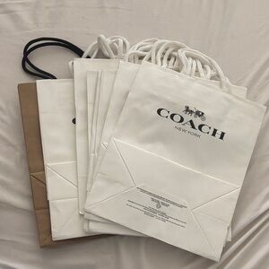 Coach White and Brown Shopping Bags